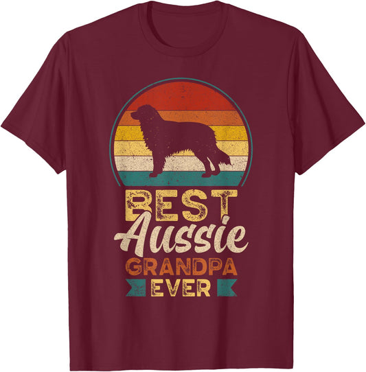 Best Aussie Grandpa Ever, Father's Day, Australian Shepherd T-Shirt - T-Shirt | Maroon