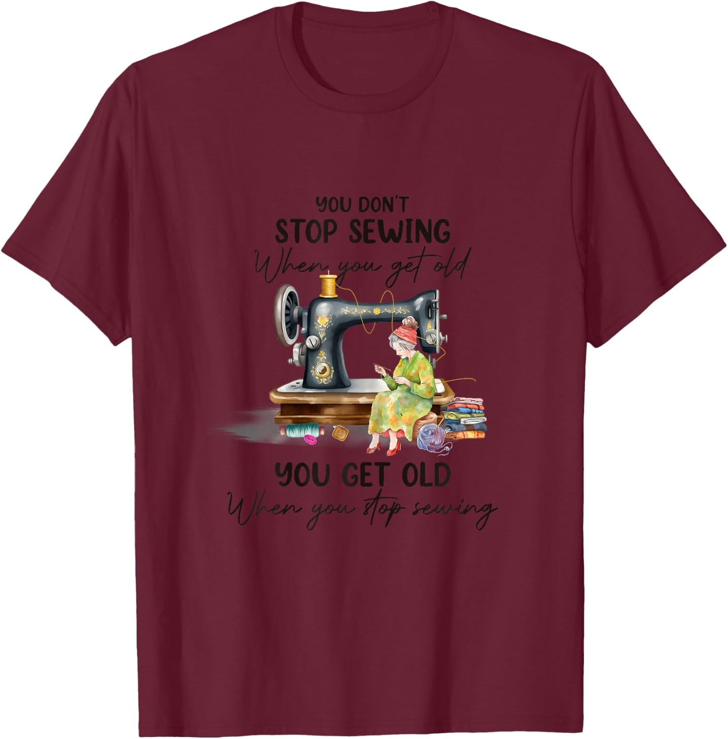 Quilting Yarn Graphic Design Seamstress Sewing Themed T-Shirt - T-Shirt | Maroon