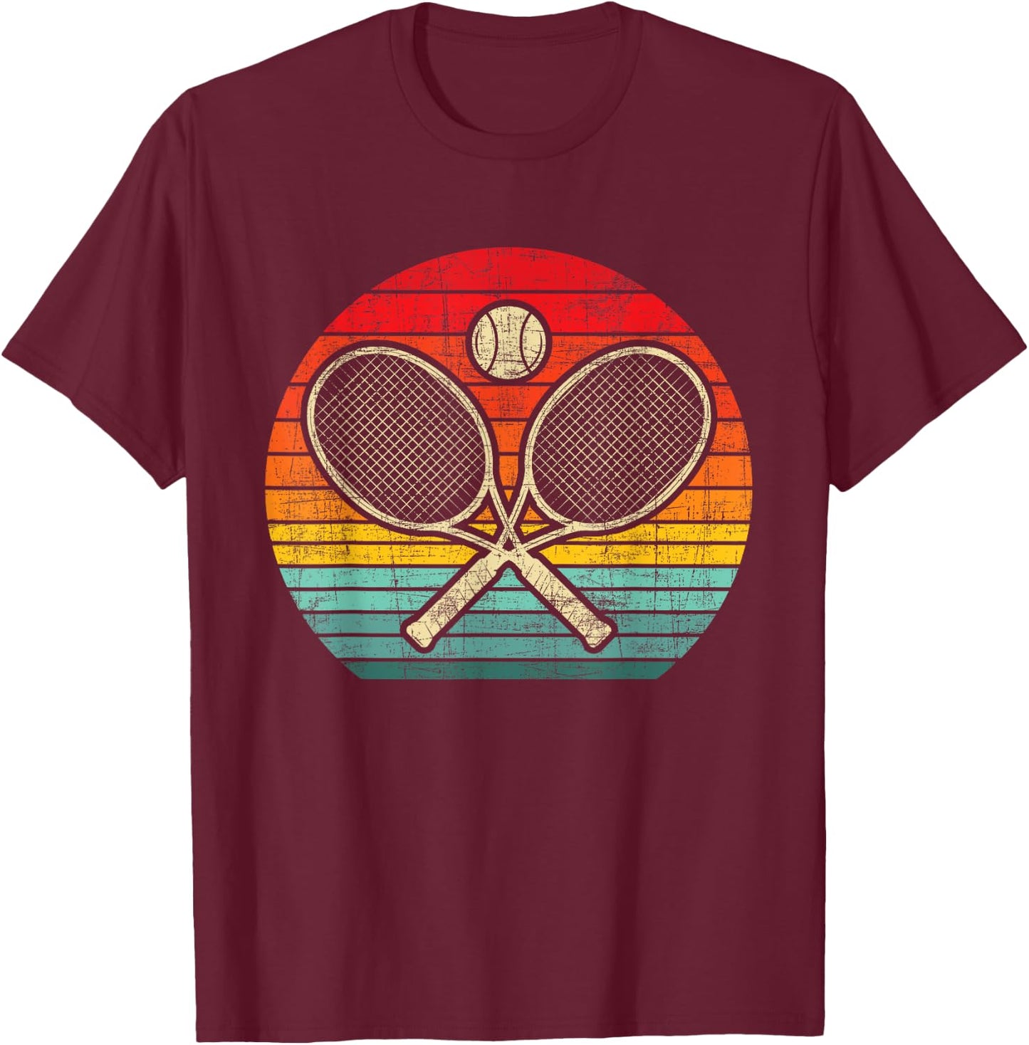 Retro Vintage Crossed Tennis Racket - Sports Lover T-Shirt - T-Shirt | Maroon