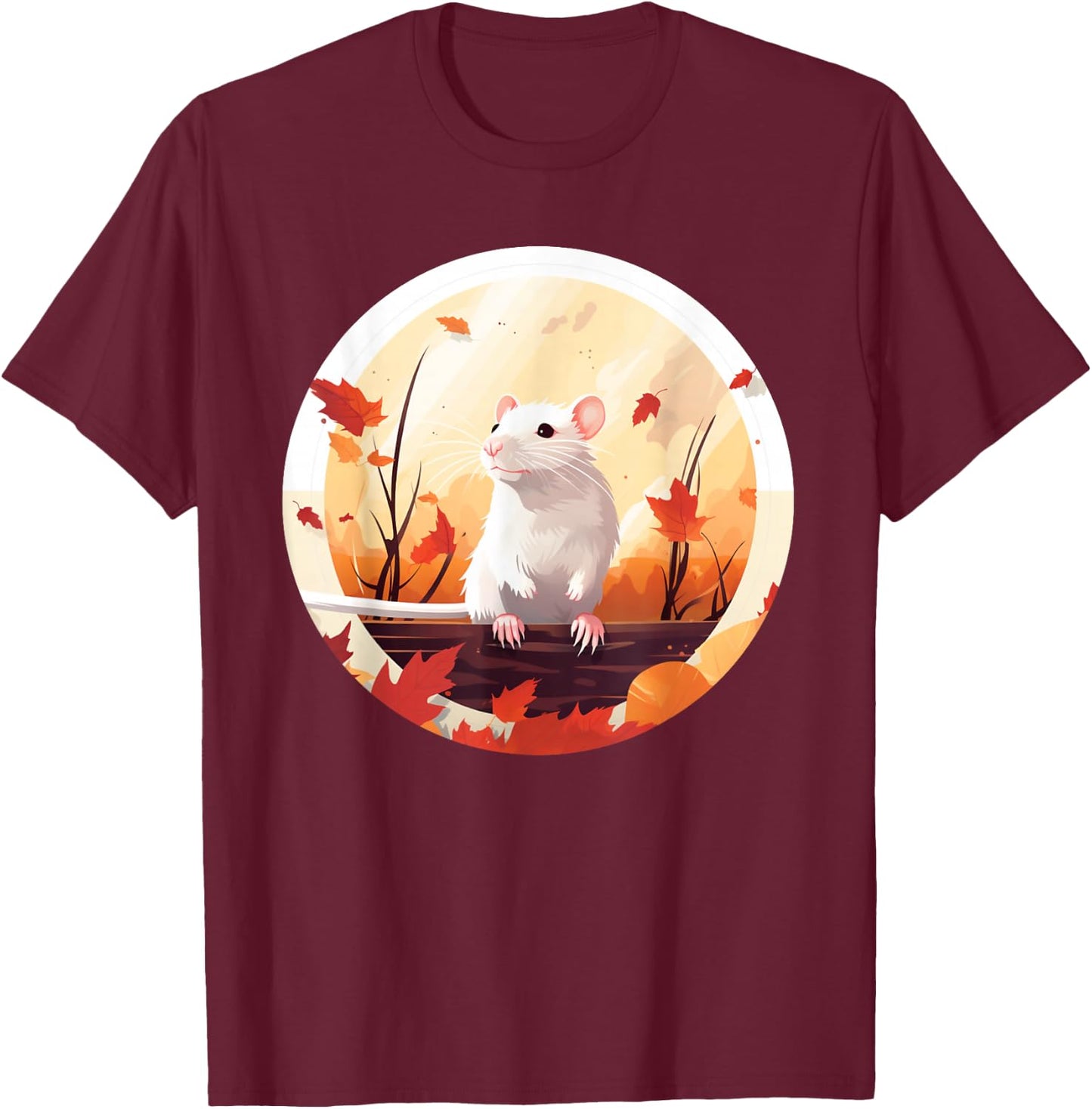 Funny windy Autumn Season with Fall and white Rats for Pets T-Shirt - T-Shirt | Maroon