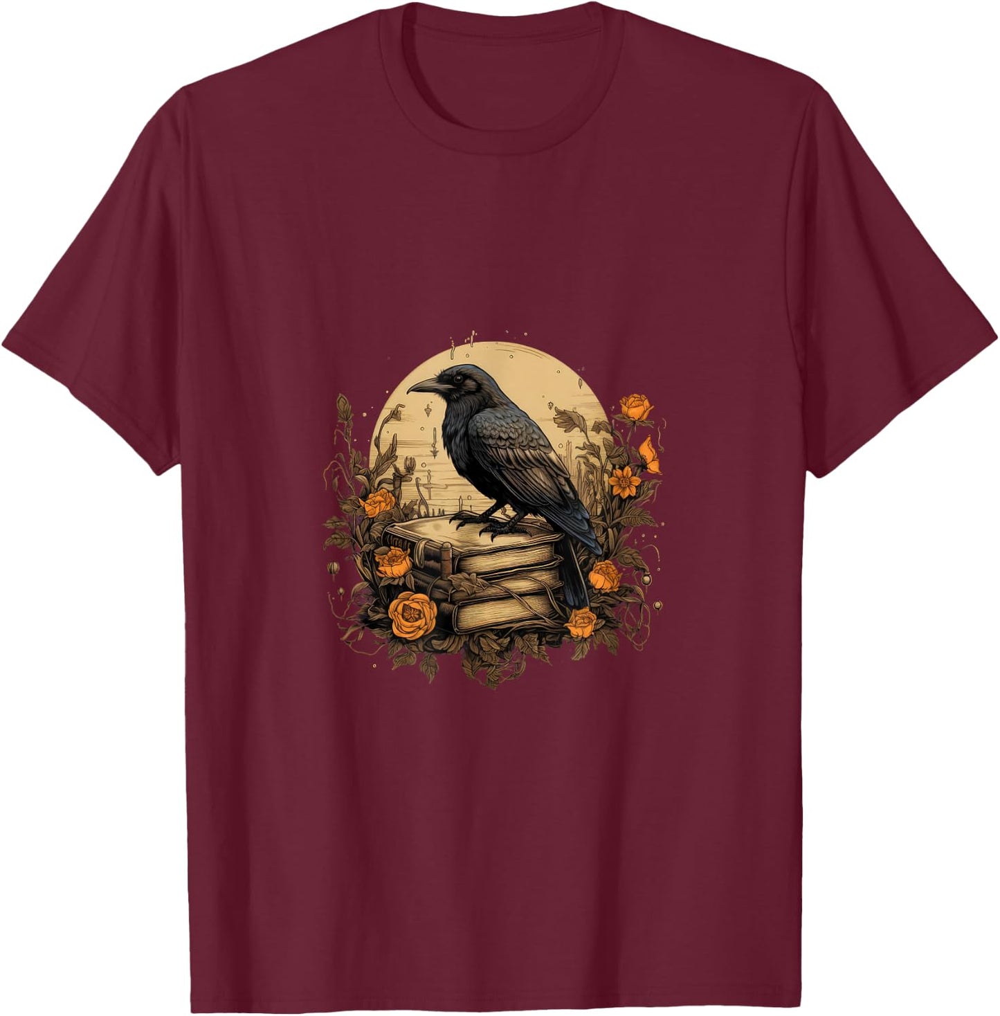 Book Lover Gift Ideas Raven Reading Book Occult Crow T-Shirt - T-Shirt | Maroon