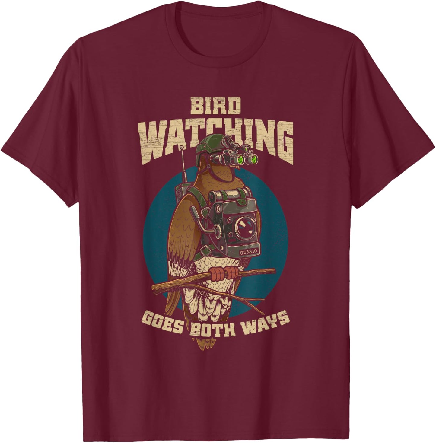 Funny Birds Not Real Shirt Bird Watching Goes Both Ways T-Shirt - T-Shirt | Maroon
