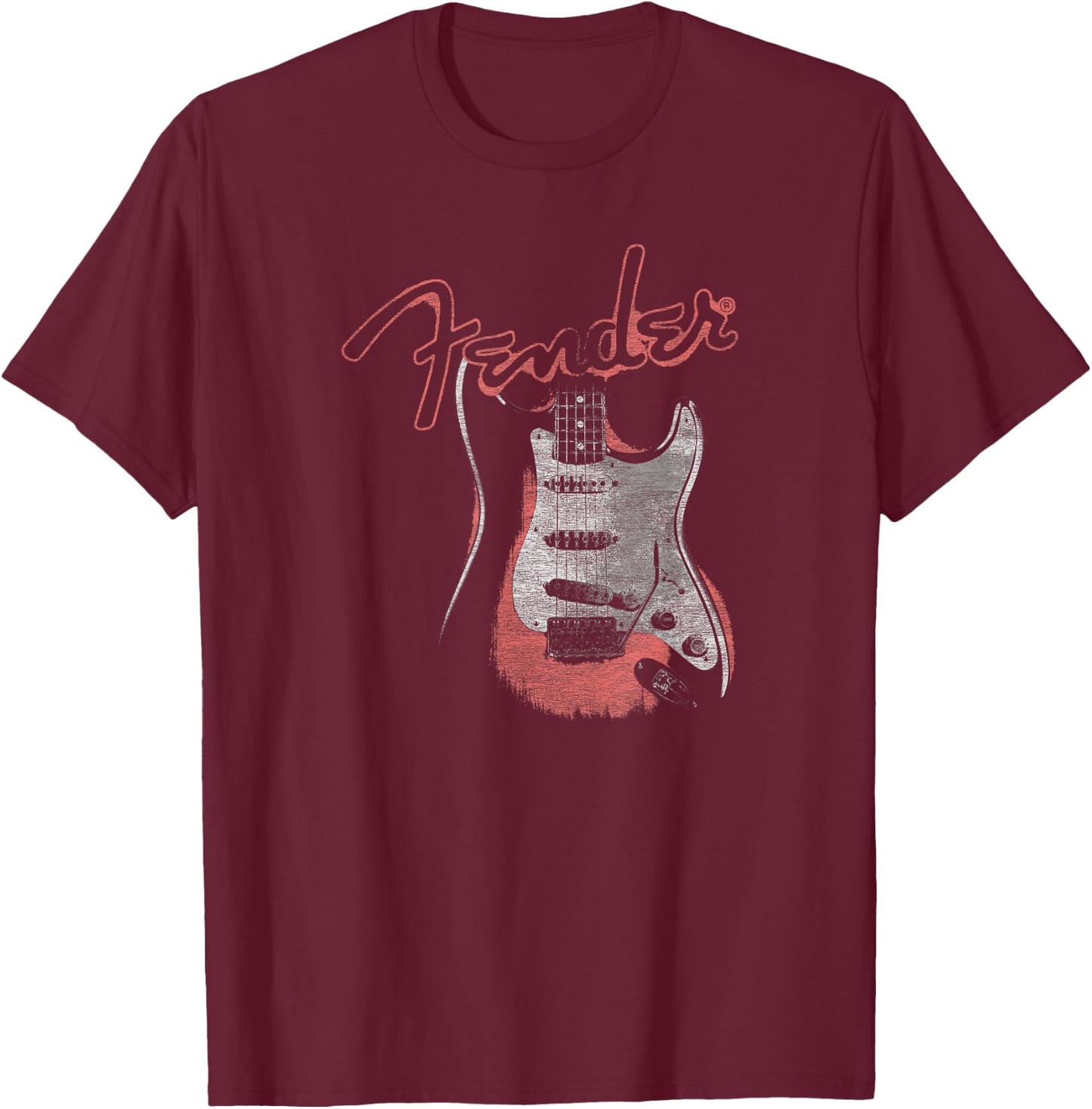Fender Vintage Guitar Retro Glow T-Shirt - T-Shirt | Maroon