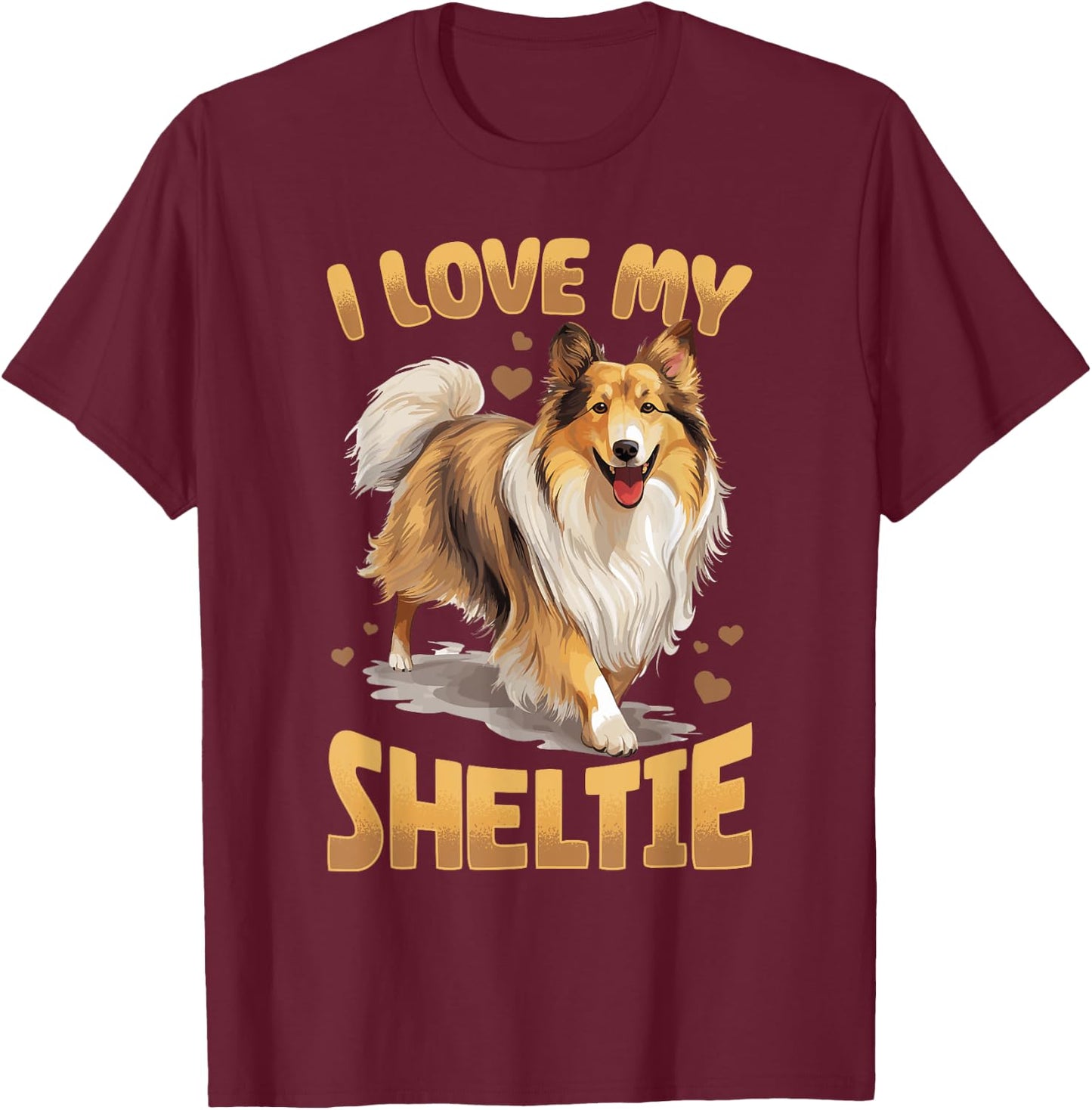 Shetland Sheepdog Dog Sheltie - I love my Sheltie Women Kids T-Shirt - T-Shirt | Maroon