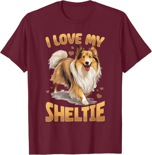 Shetland Sheepdog Dog Sheltie - I love my Sheltie Women Kids T-Shirt - T-Shirt | Maroon