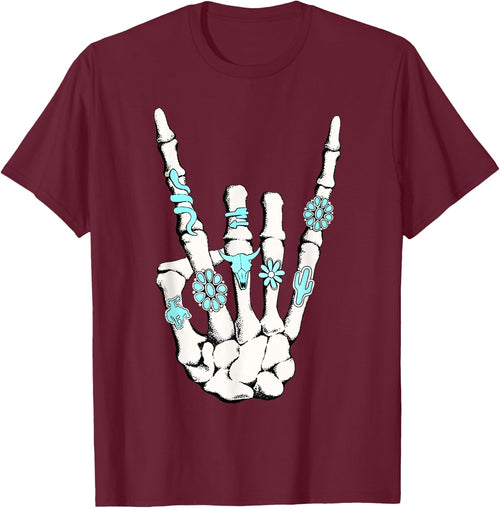 Skeleton with Turquoise Hand Western Skeleton Rings Lover