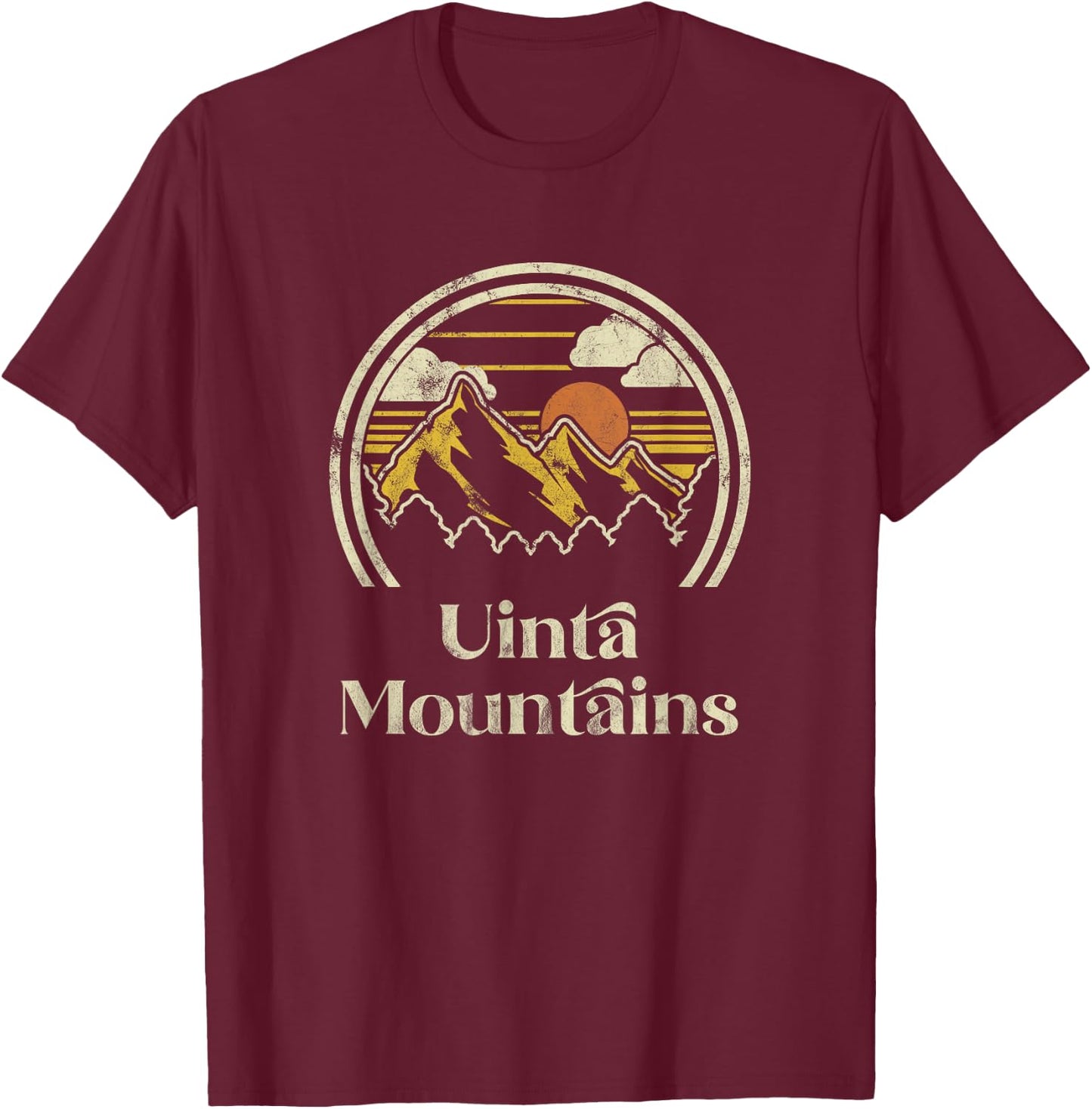 Uinta Mountains Mountains Utah Hiking Outdoors Retro T-Shirt - T-Shirt | Maroon