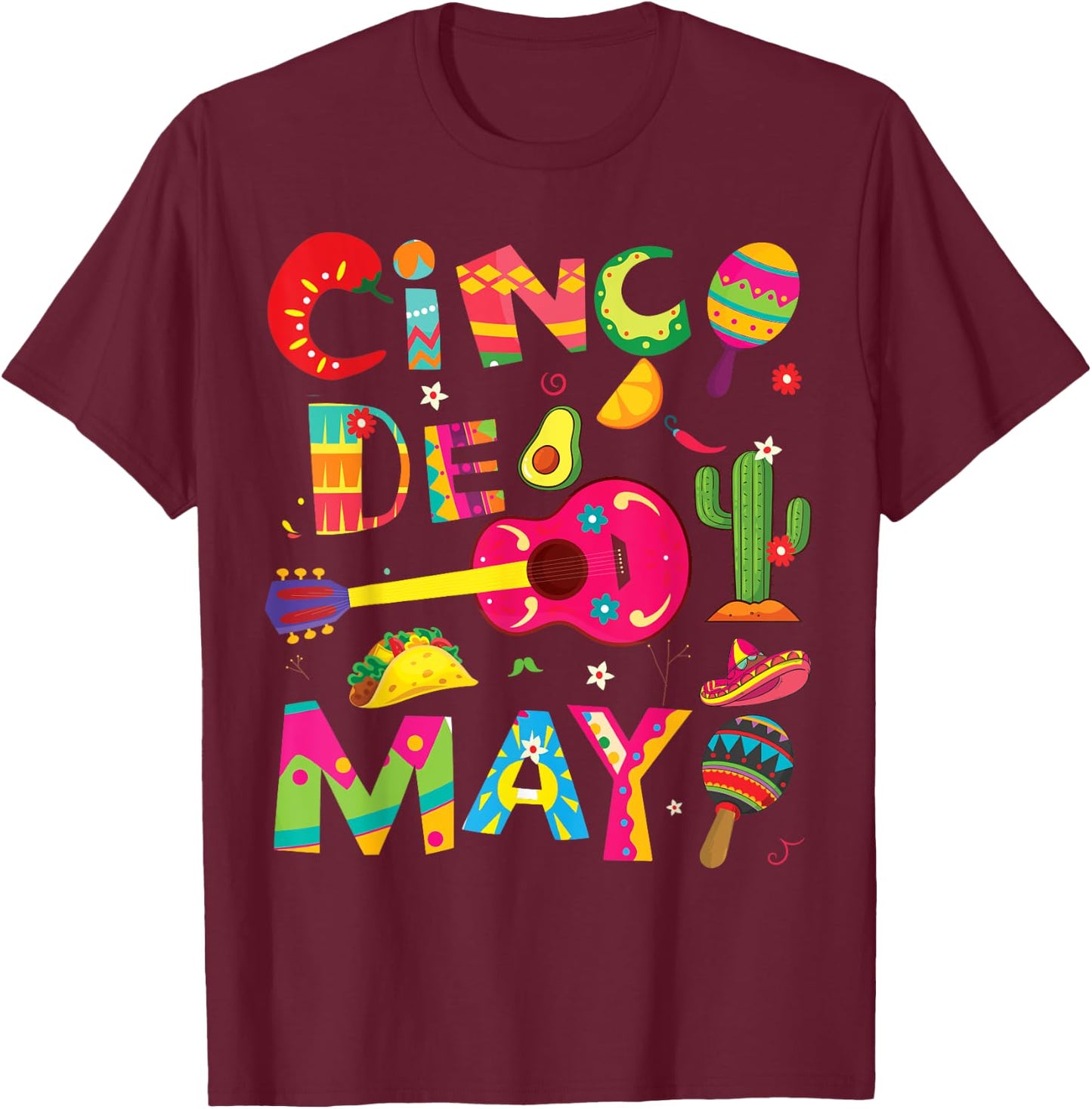Cinco de Mayo, Men Women kids funny Mexican fiesta 5 De Mayo T-Shirt - T-Shirt | Maroon