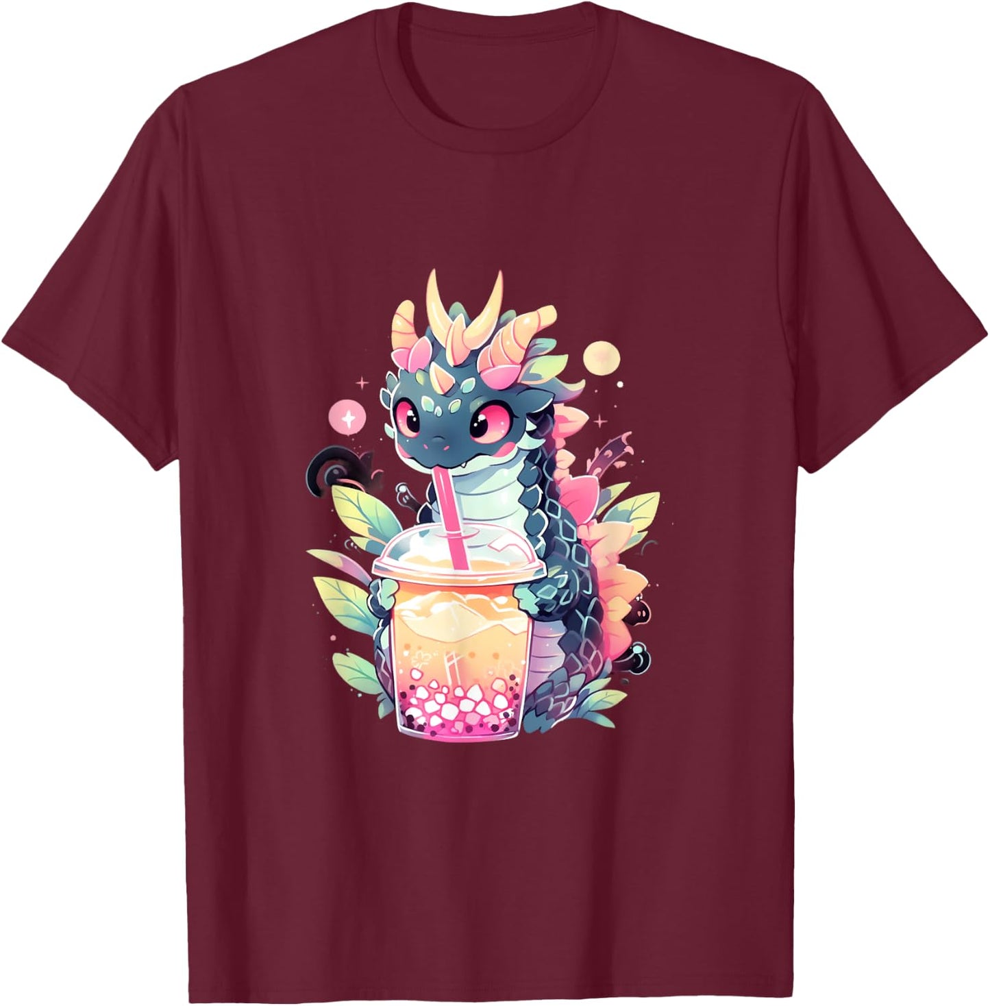 Dragon Boba Tea Bubble Tea Anime Kawaii T-Shirt - T-Shirt | Maroon