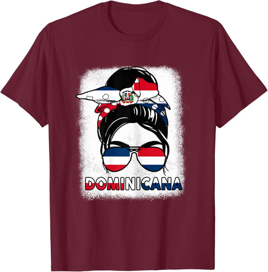 Dominican Republic Girl Independence Day Dominicana Flag T-Shirt - T-Shirt | Maroon