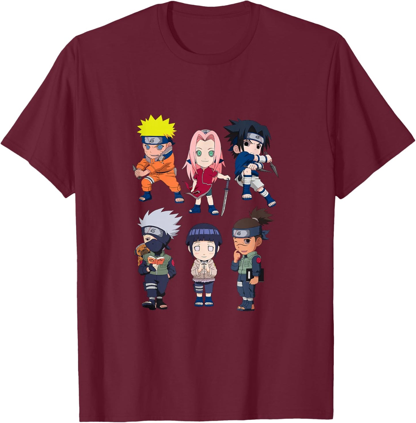 Naruto Chibi Heroes T-Shirt - T-Shirt | Maroon