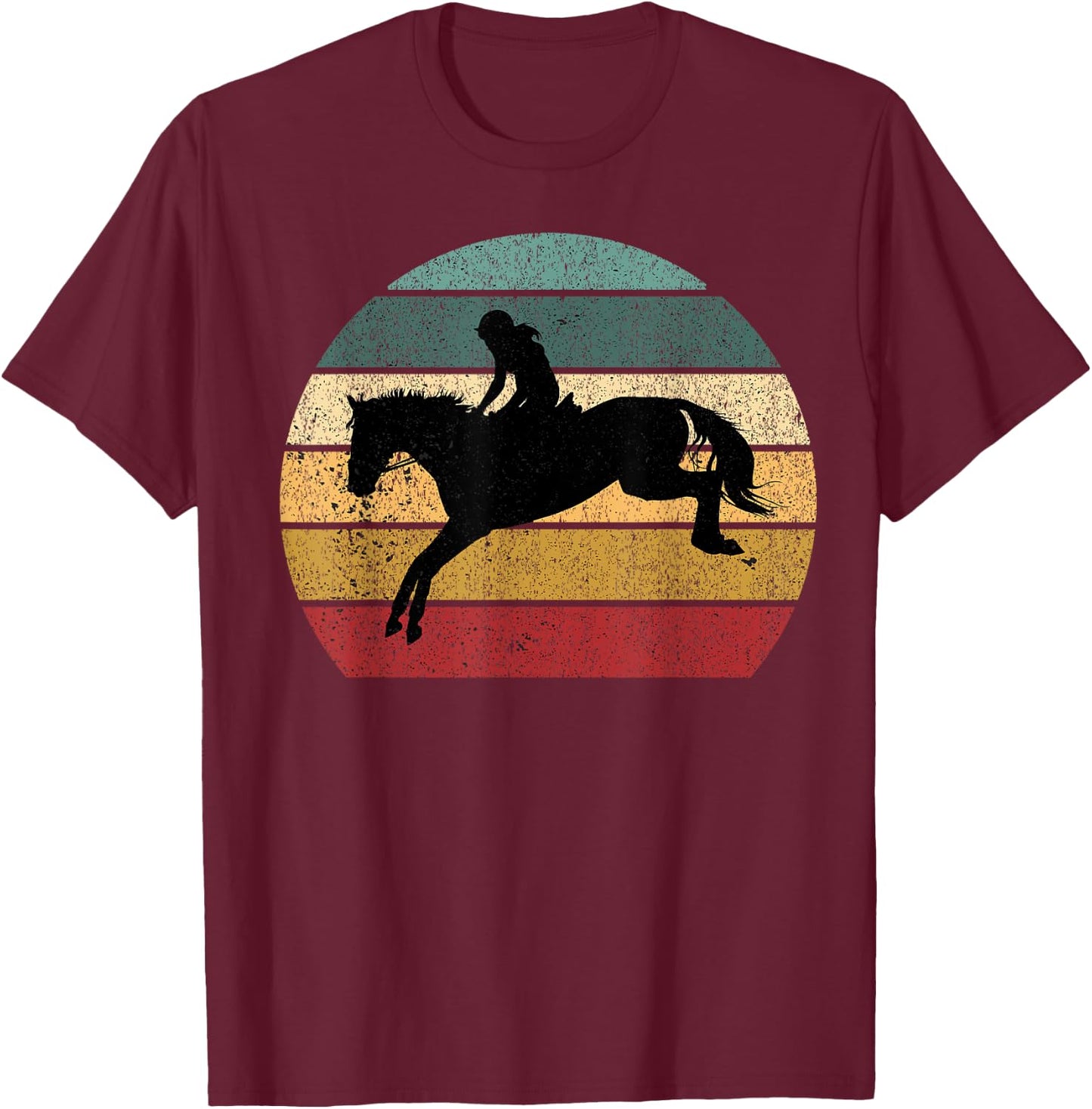 Girl Horse Riding Cowgirl Vintage Texas Ranch Equestrian T-Shirt - T-Shirt | Maroon