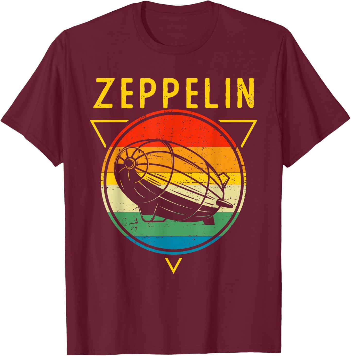 Retro Vintage Zeppelin 70s 80s Dirigible Airship T-Shirt - T-Shirt | Maroon