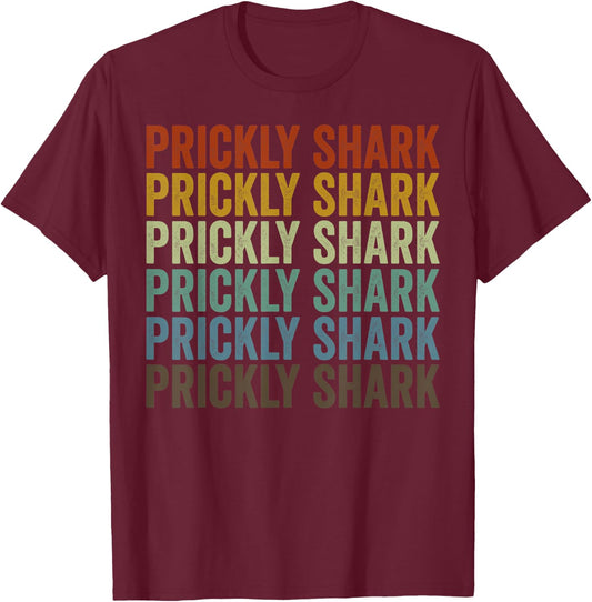 Prickly Shark Fish Retro T-Shirt - T-Shirt | Maroon
