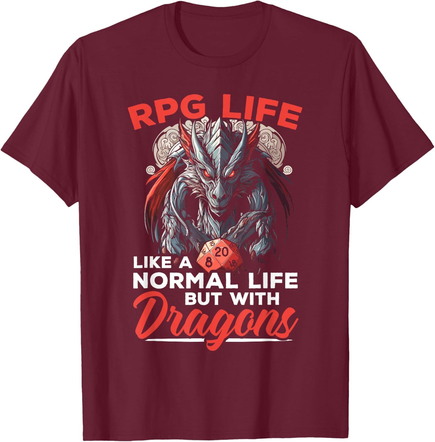 RPG Gaming Role Playing D20 Tabletop Games Funny RPG Gamer T-Shirt - T-Shirt | Maroon