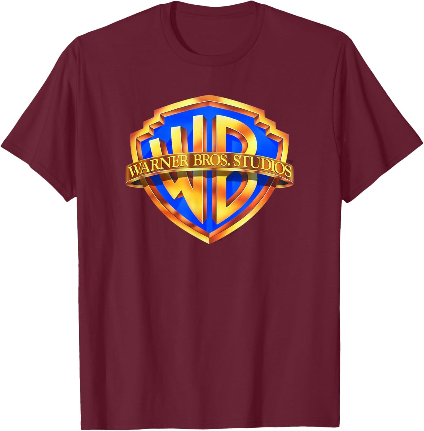 WB100 Warner Bros. Modern Classic Movie Studio Logo T-Shirt - T-Shirt | Maroon