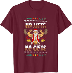 Ugly Christmas Gym Santa Powerlifting T-Shirt - T-Shirt | Maroon