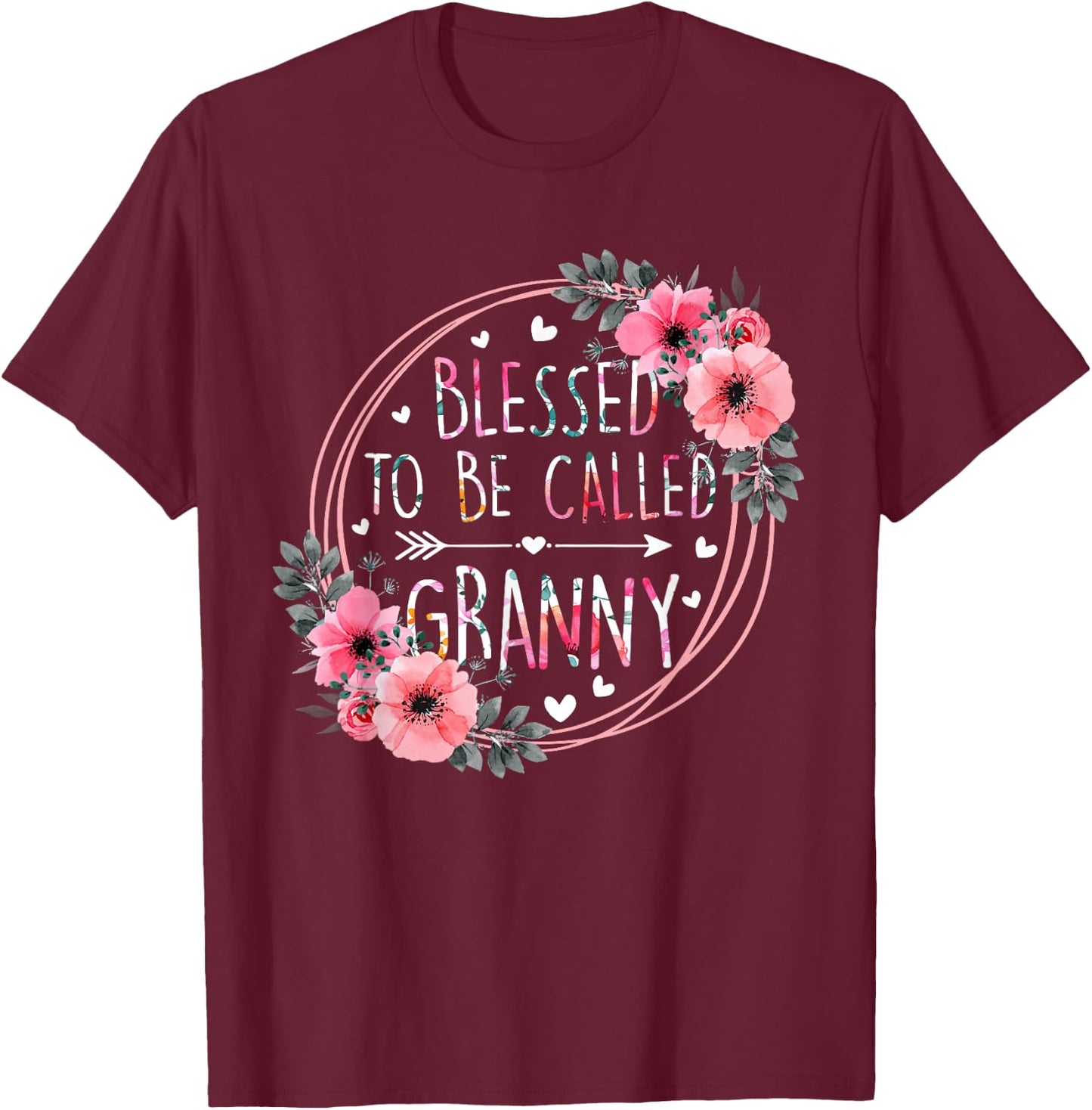 Blessed to be called Granny Mother's Day Granmda Flower T-Shirt - T-Shirt | Maroon