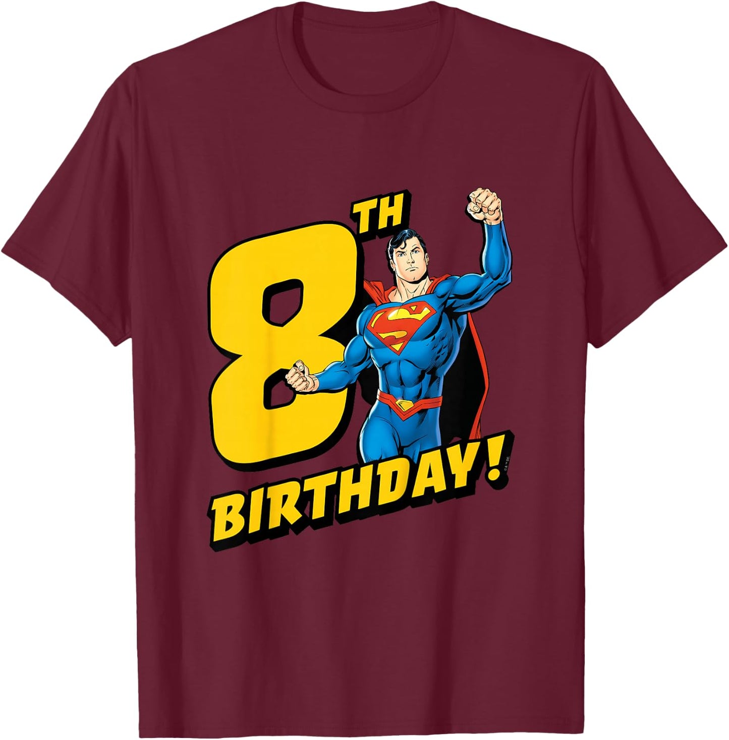Kids Superman 8th Birthday T-Shirt - T-Shirt | Maroon