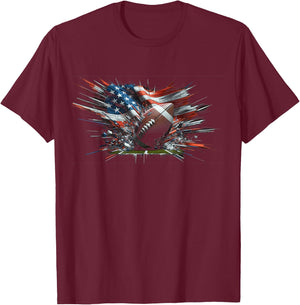 American football 4th Of July Men USA American Flag Boys T-Shirt - T-Shirt | Maroon