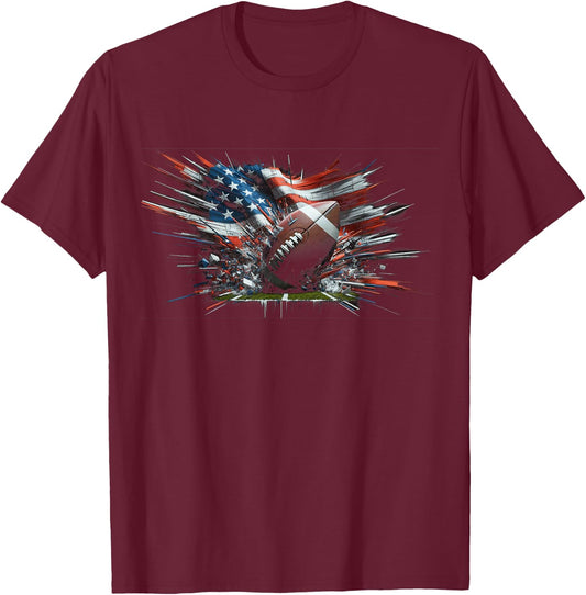 American football 4th Of July Men USA American Flag Boys T-Shirt - T-Shirt | Maroon