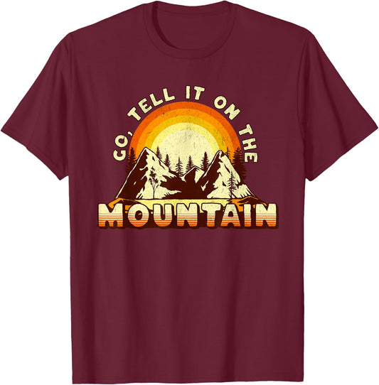 Go Tell It On the Mountain Retro Sunset Christmas Carol T-Shirt - T-Shirt | Maroon