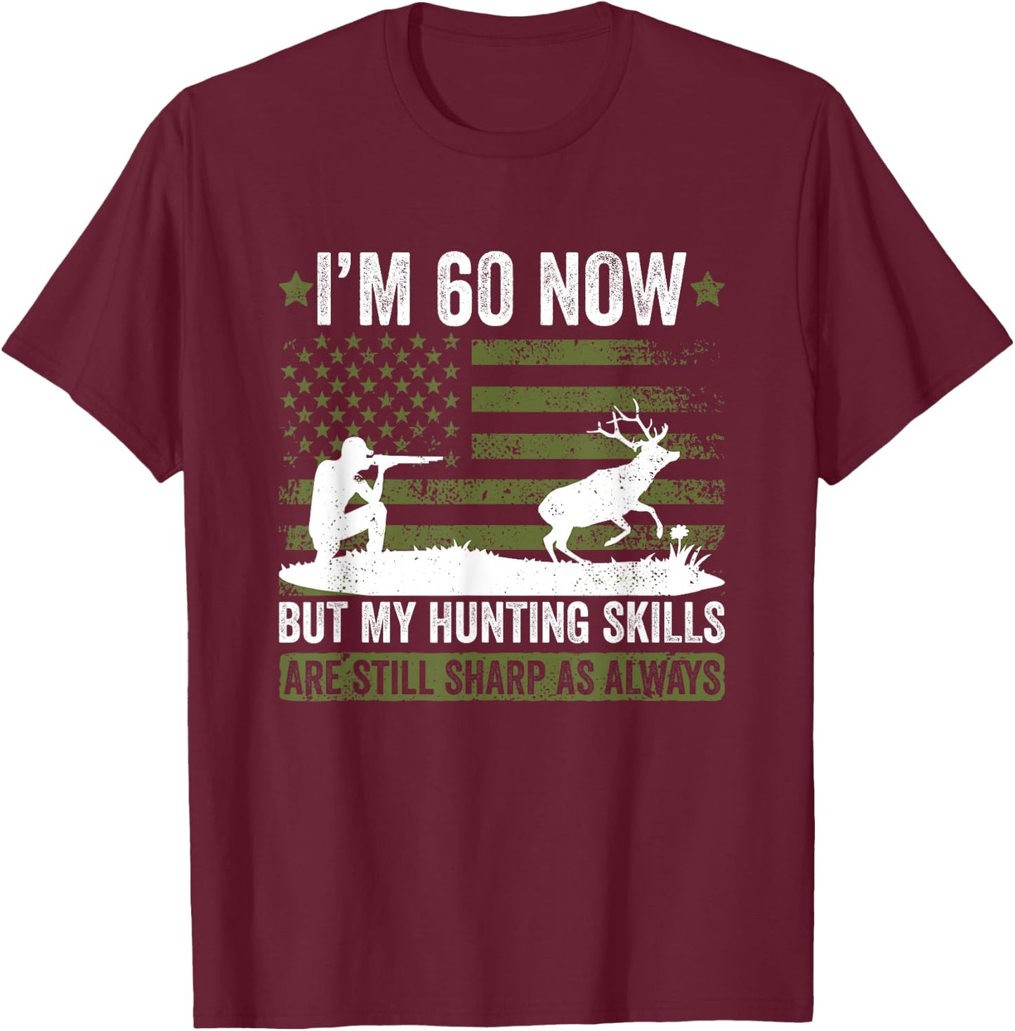 Hunter birthday 60 years old hunter 60th birthday hunting T-Shirt - T-Shirt | Maroon