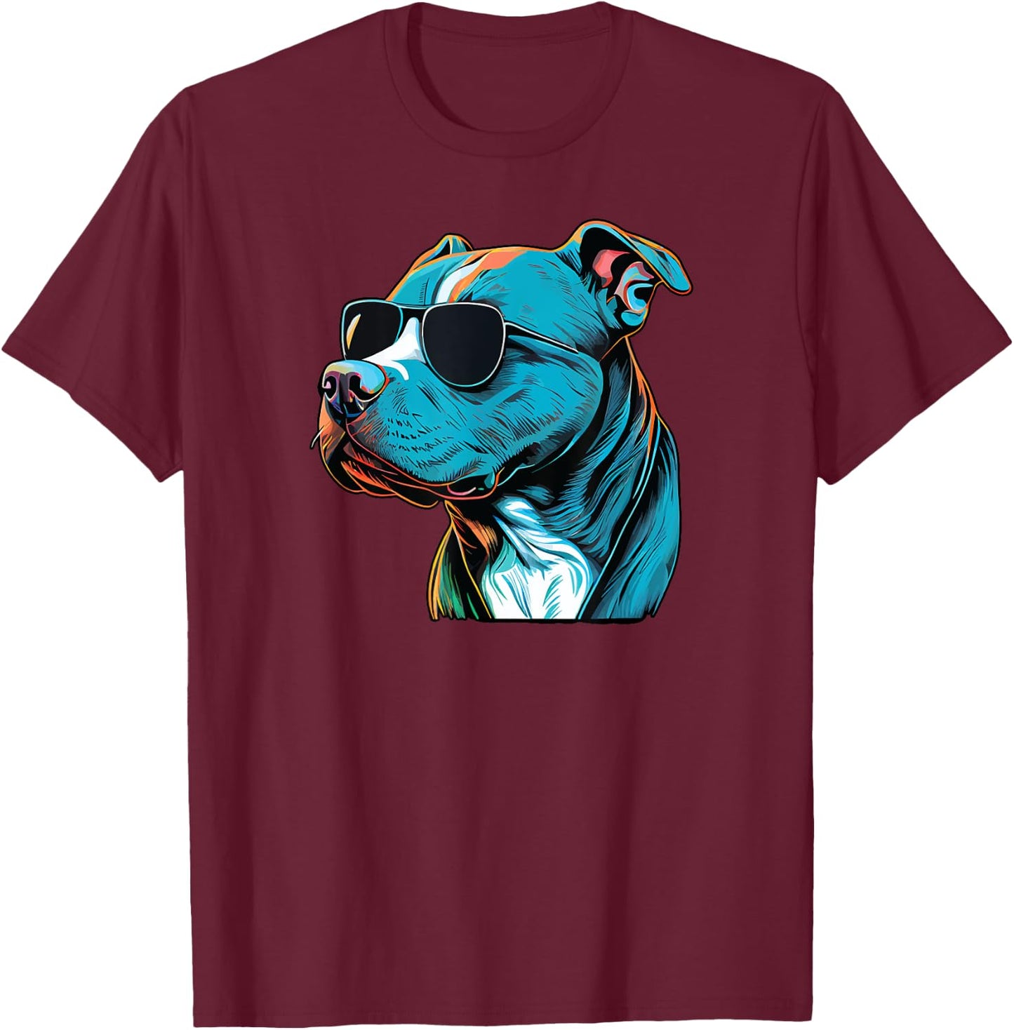 Dad Mom Cool Dog Sunglasses - Pitbull Men Women T-Shirt - T-Shirt | Maroon