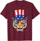 4th of July Patriotic Tiger American USA Flag Tiger Lover T-Shirt - T-Shirt | Maroon