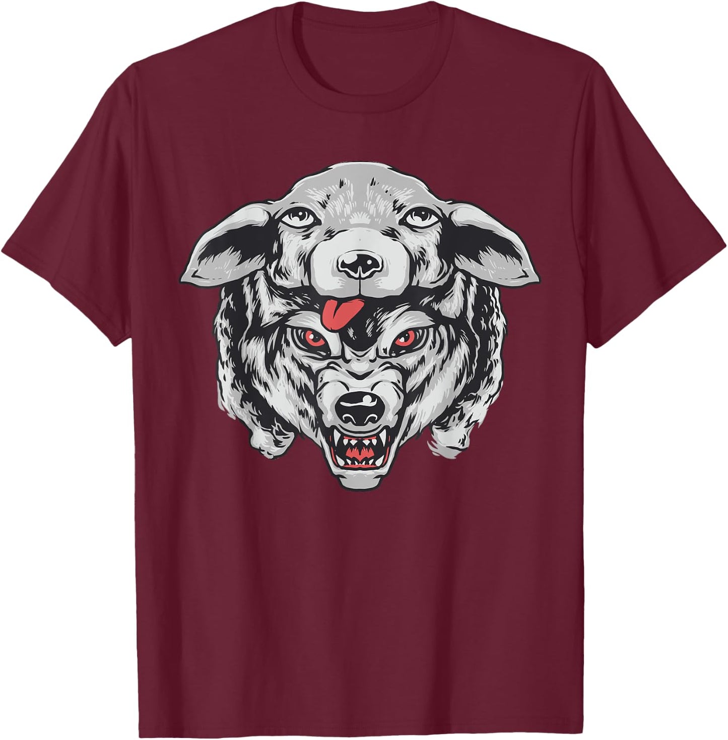 Wolf in Sheep's clothing head for lovers wolves Hunter face T-Shirt - T-Shirt | Maroon