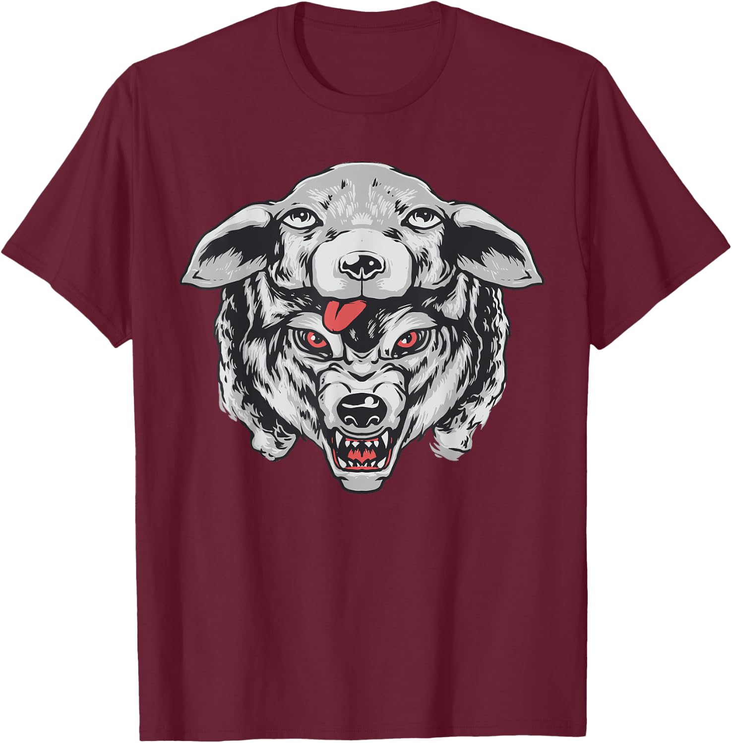 Wolf in Sheep's clothing head for lovers wolves Hunter face T-Shirt - T-Shirt | Maroon
