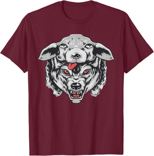 Wolf in Sheep's clothing head for lovers wolves Hunter face T-Shirt - T-Shirt | Maroon