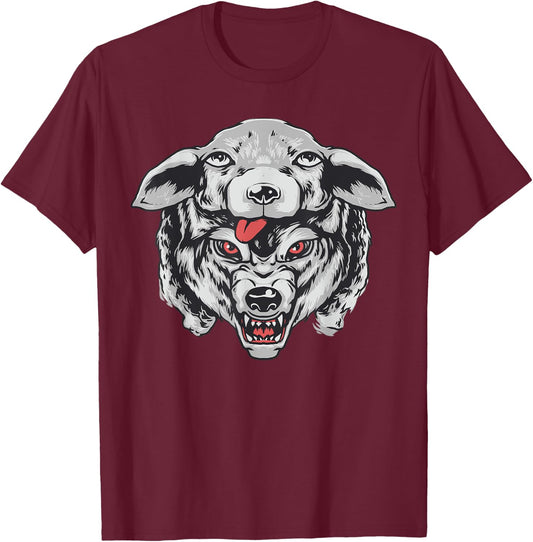 Wolf in Sheep's clothing head for lovers wolves Hunter face T-Shirt - T-Shirt | Maroon