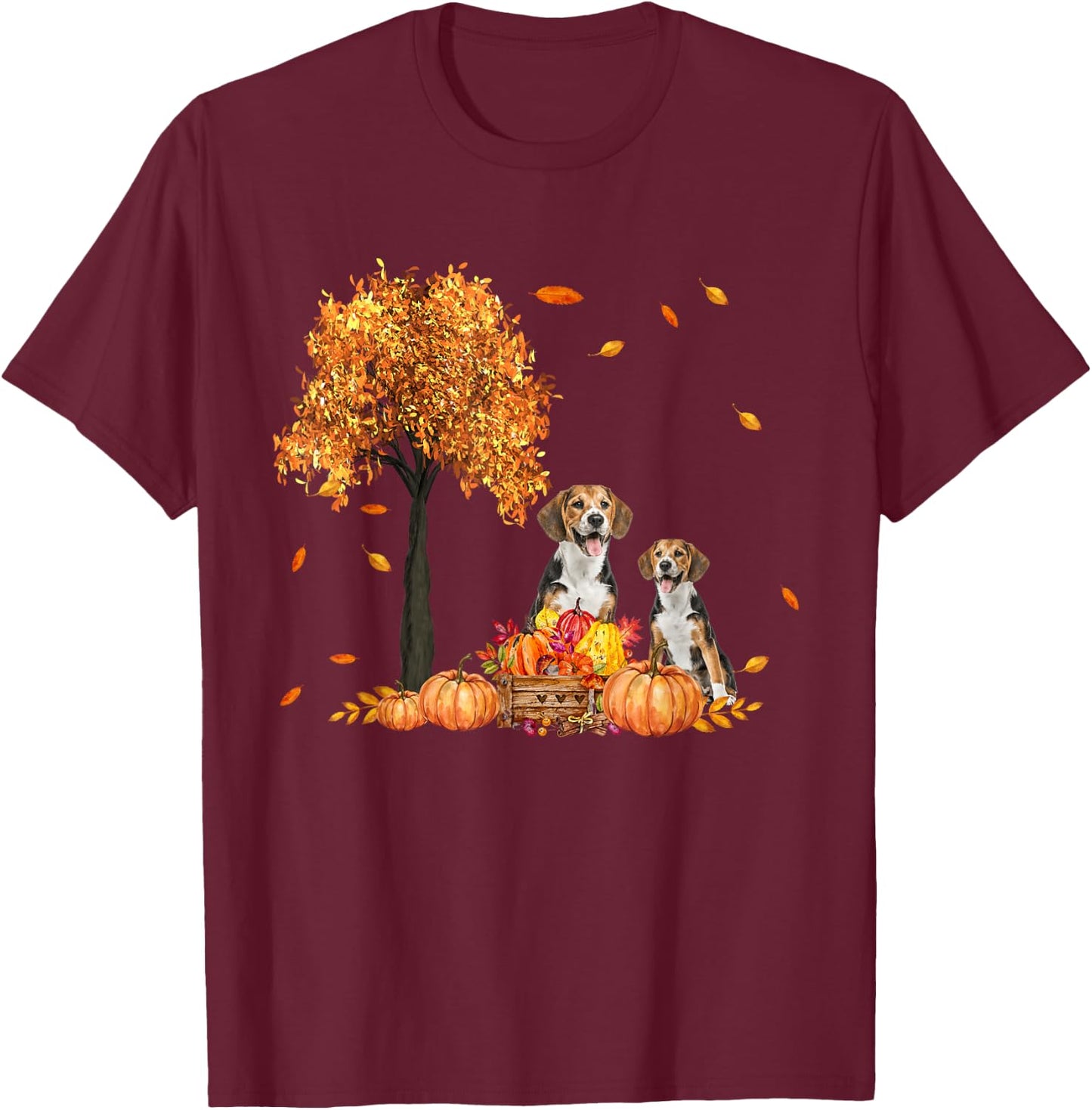Beagle Autumn Leaf Fall Dog Lover Thanksgiving Halloween Men Women Kids T-Shirt - T-Shirt | Maroon