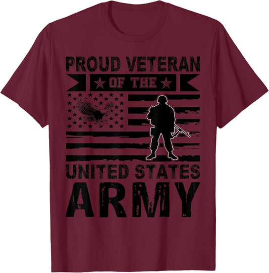 Proud Veteran of the United States Army T-Shirt - T-Shirt | Maroon