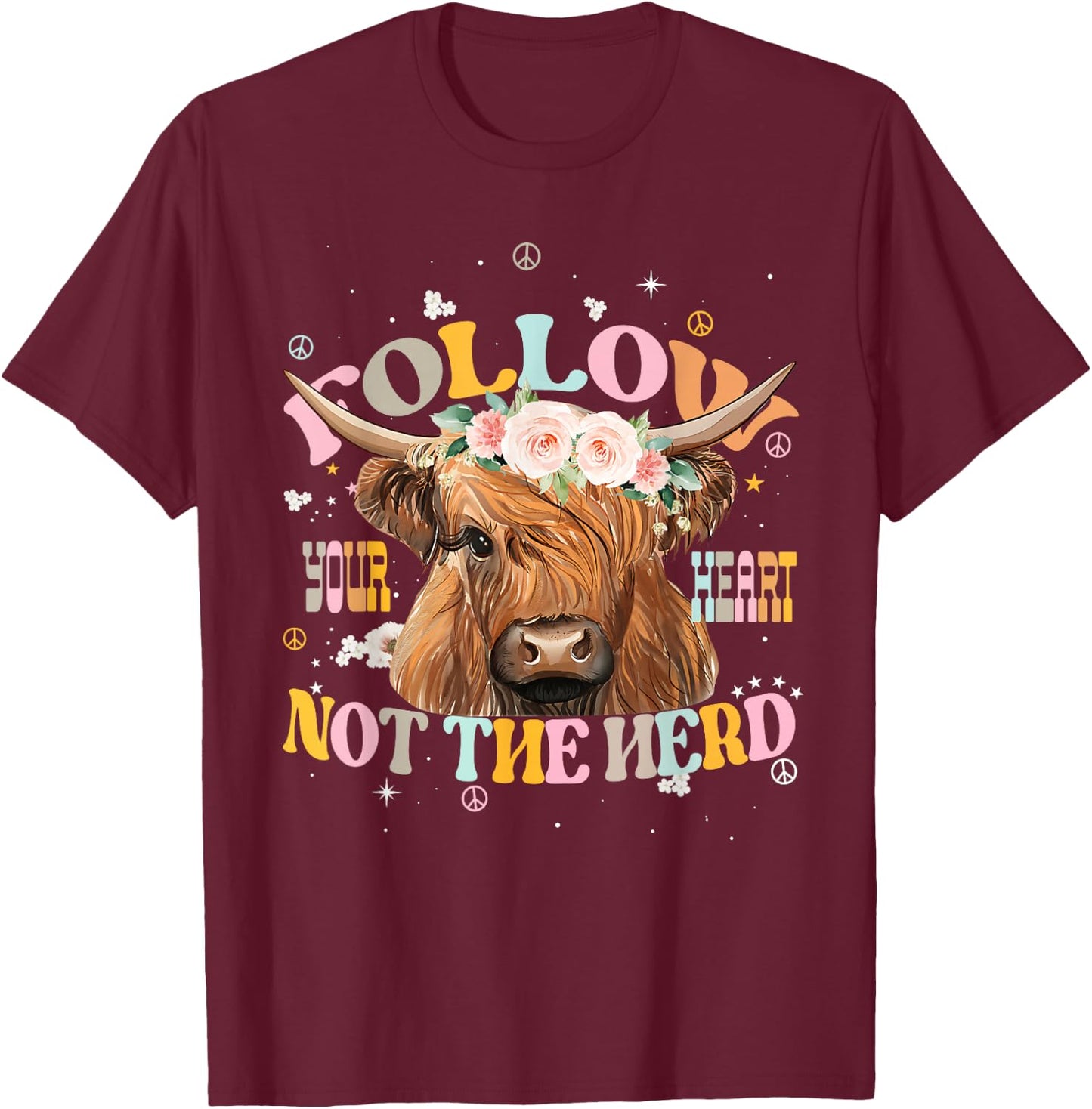 Follow Your Heart Not The Herd Heifer Apparel T-Shirt - T-Shirt | Maroon