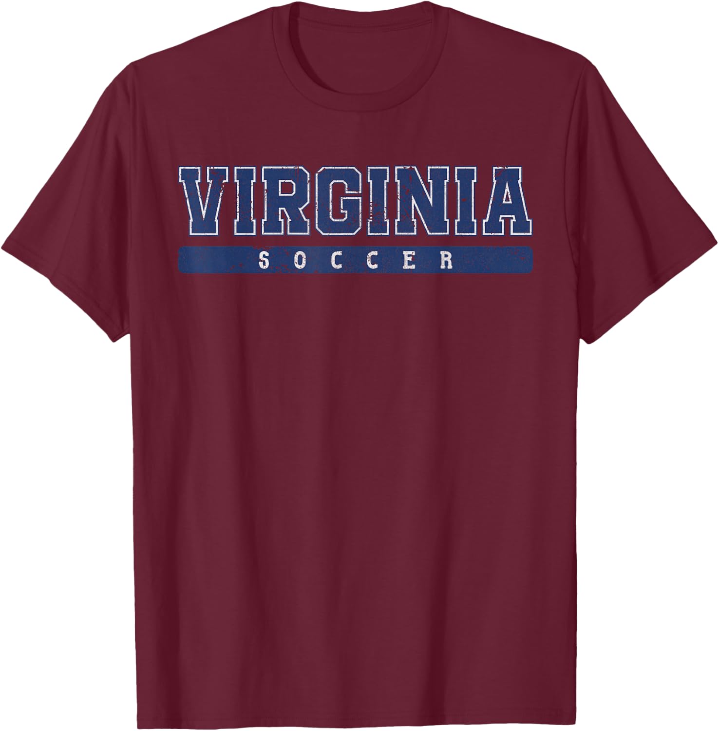 Virginia Soccer Blue Vintage Text T-Shirt - T-Shirt | Maroon