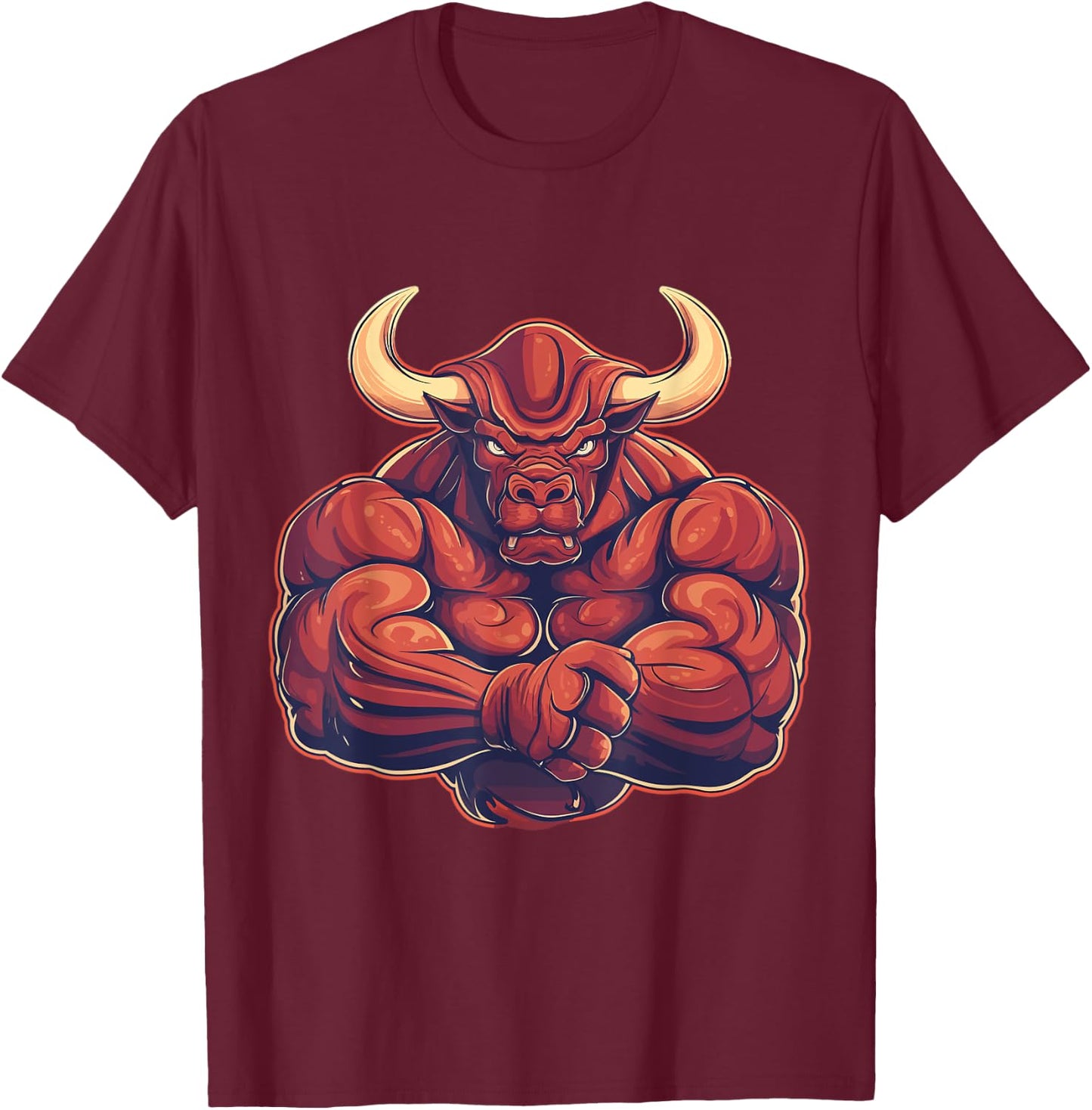 Bull, Muscular, Swole, Weightlifting, Workout, Strong, Bull T-Shirt - T-Shirt | Maroon