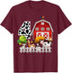 Farm Animals 4th Birthday 4 Year Old Birthday Kids Boy Girl T-Shirt - T-Shirt | Maroon