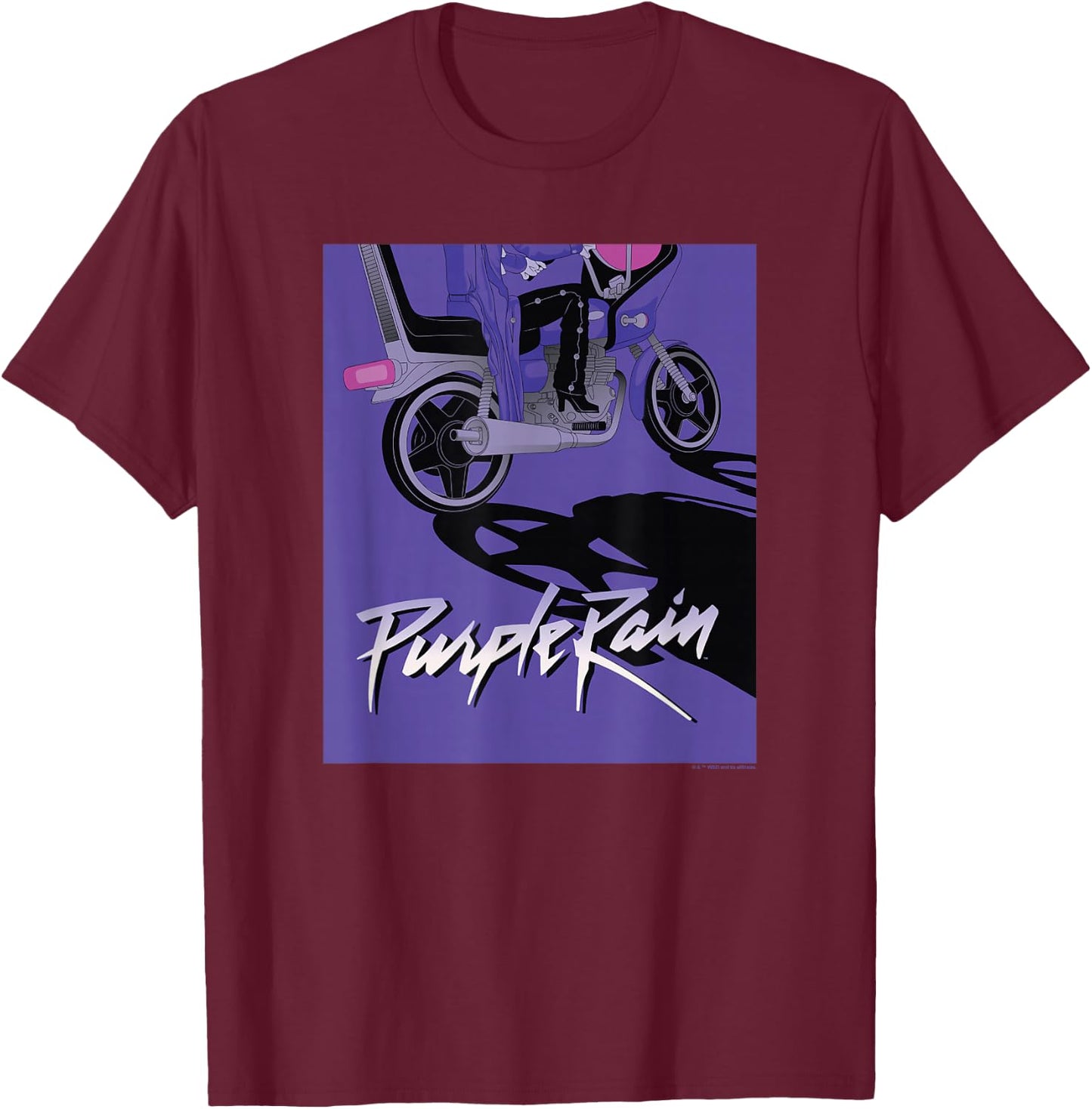 WB100 Purple Rain Prince Motorcycle Album Cover Sketch T-Shirt - T-Shirt | Maroon