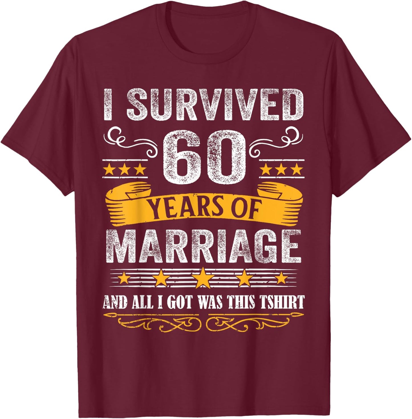60th Wedding Anniversary shirt Couples Husband Wife 60 Years T-Shirt - T-Shirt | Maroon