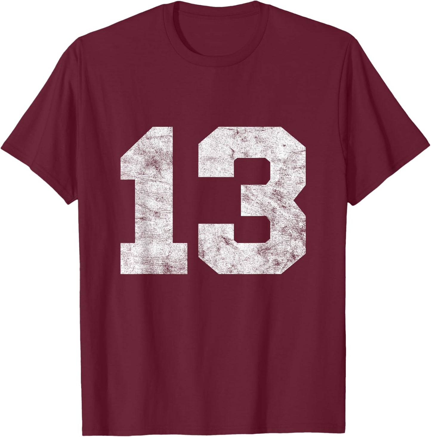 Vintage Lucky Number 13 Birthday Sports Player Team Athlete T-Shirt - T-Shirt | Maroon