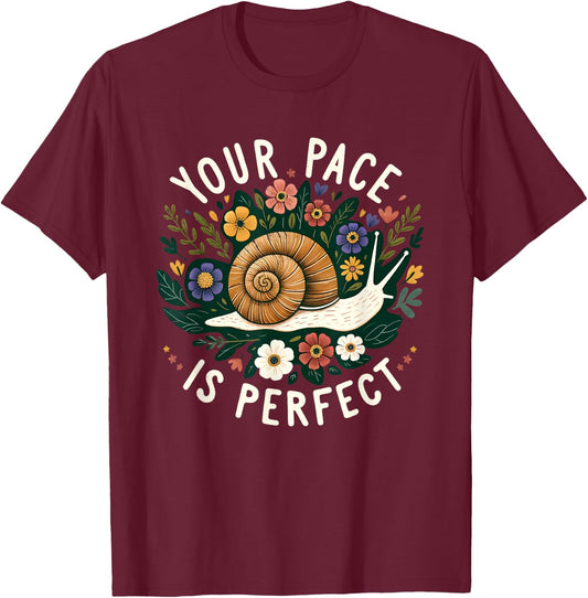 Snail Lover Cottagecore Forestcore Positive Quote Women Kid T-Shirt - T-Shirt | Maroon