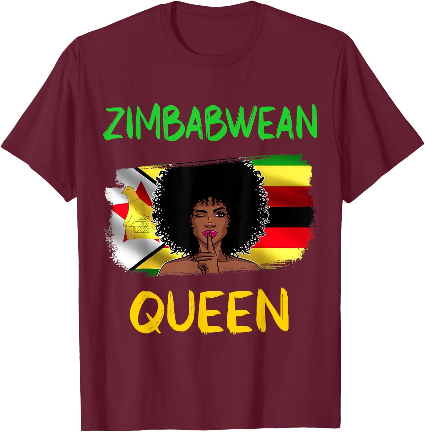 Zimbabwean Queen Zimbabwe Flag Zimbabwean Girl Pride T-Shirt - T-Shirt | Maroon
