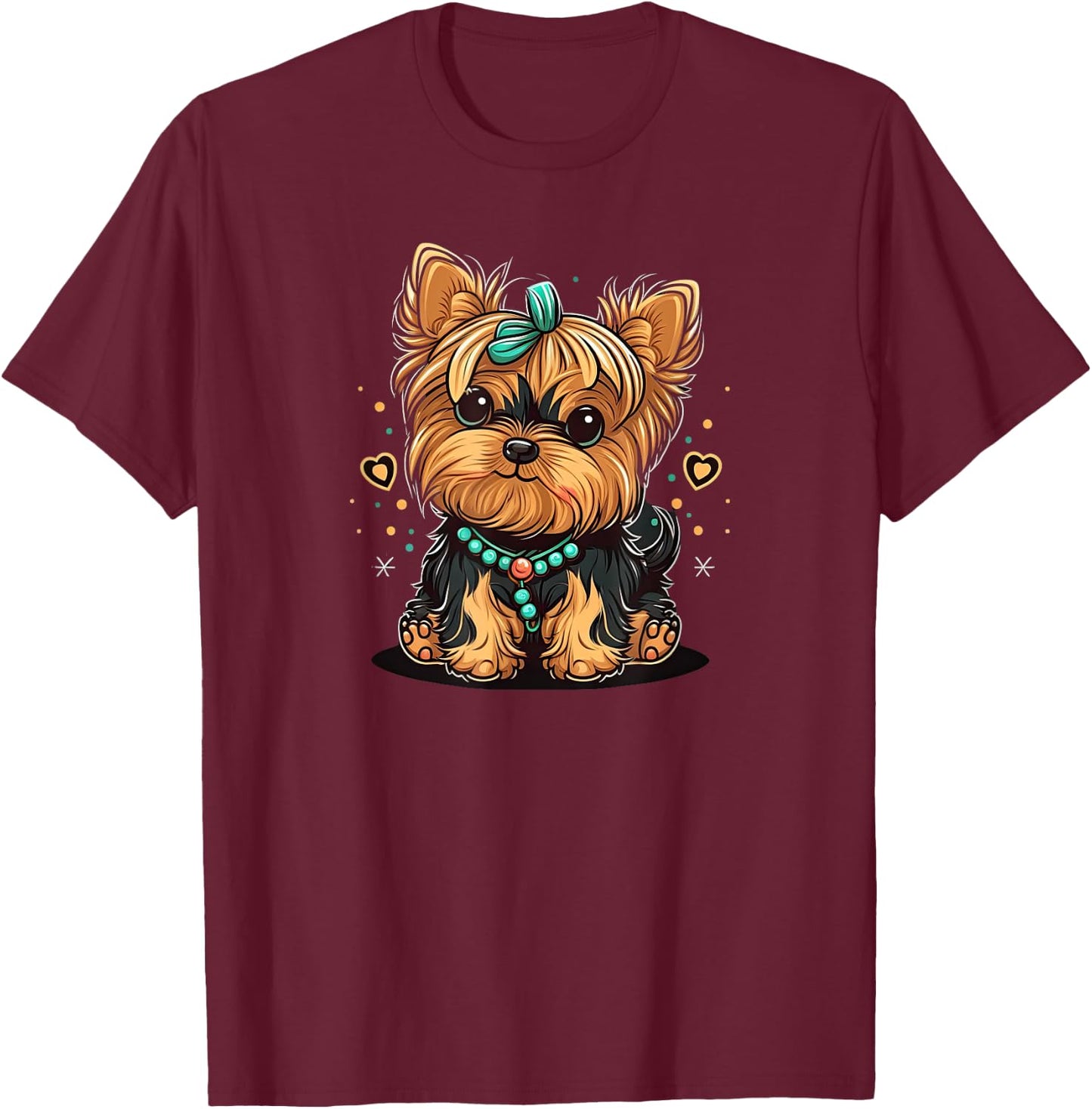Funny Yorkshire Terrier Cute Puppy T-Shirt - T-Shirt | Maroon