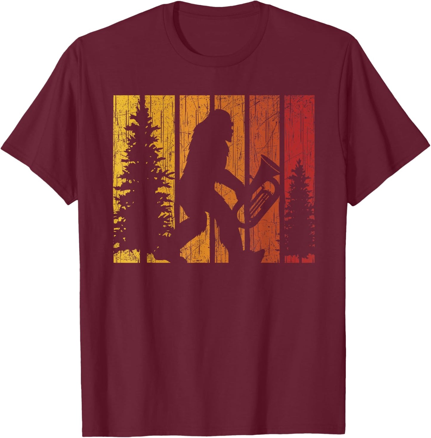 Bigfoot Lover Tuba Player Musical Instrument Musician T-Shirt - T-Shirt | Maroon