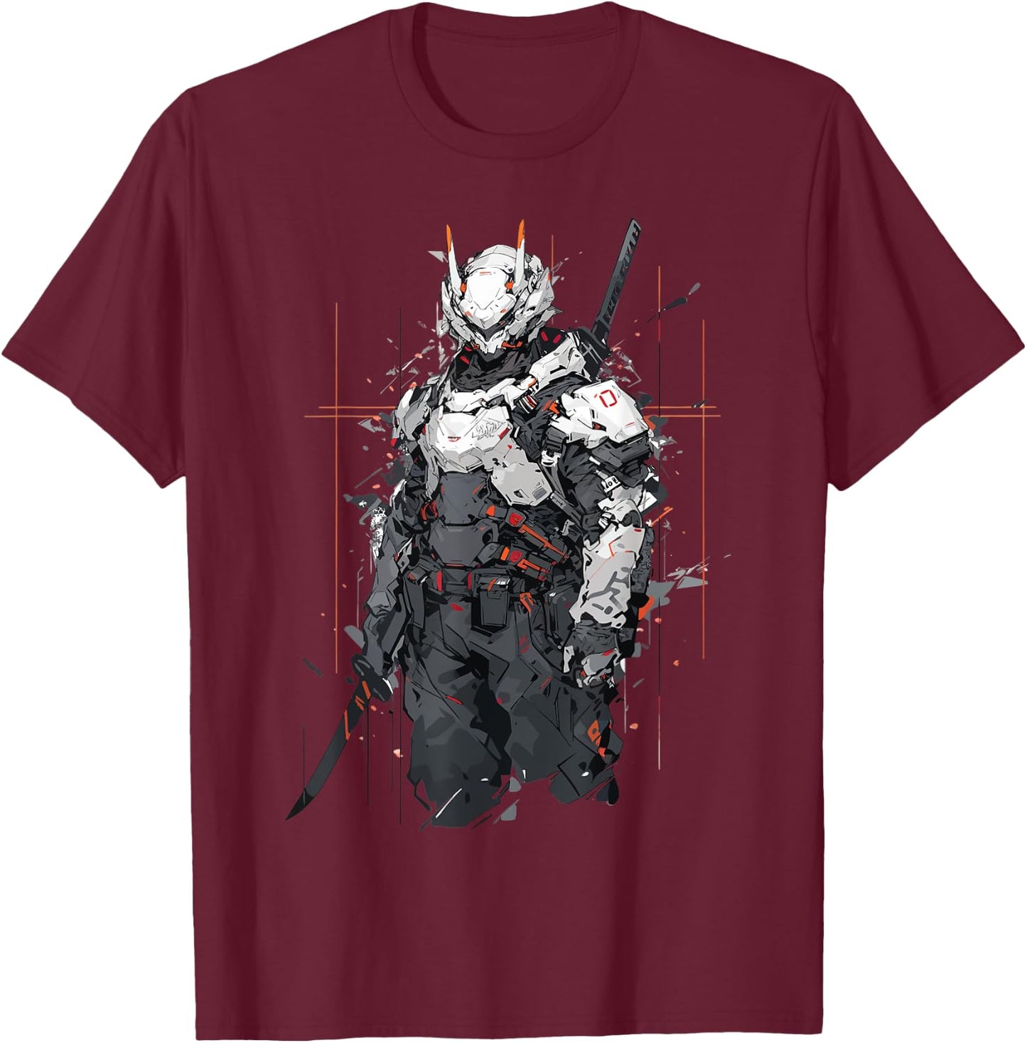Ninja Shinobi Cyborg Warrior Robotic Anime Manga Comic Style T-Shirt - T-Shirt | Maroon