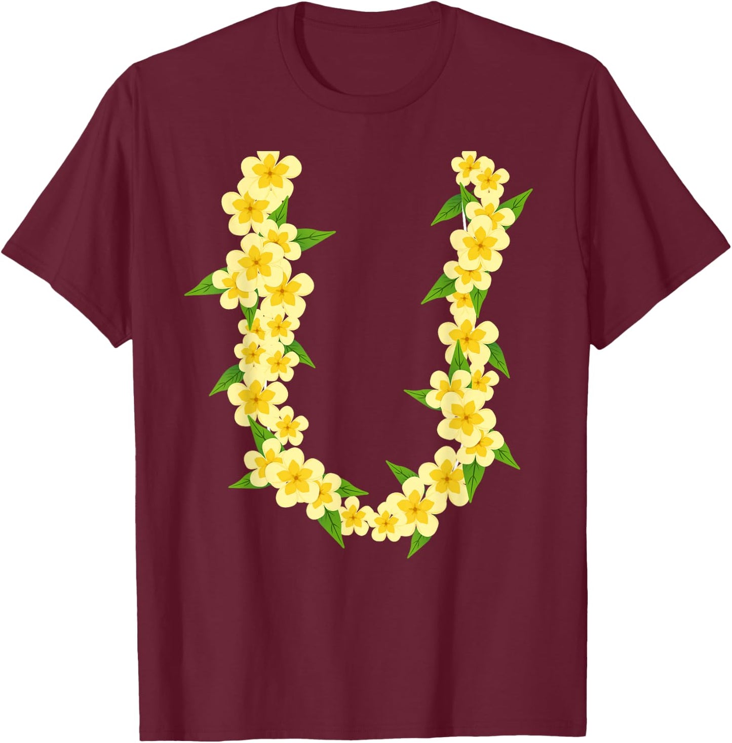 Hawaiian Flower Necklace Tropical Summer Holiday Lei T-Shirt - T-Shirt | Maroon
