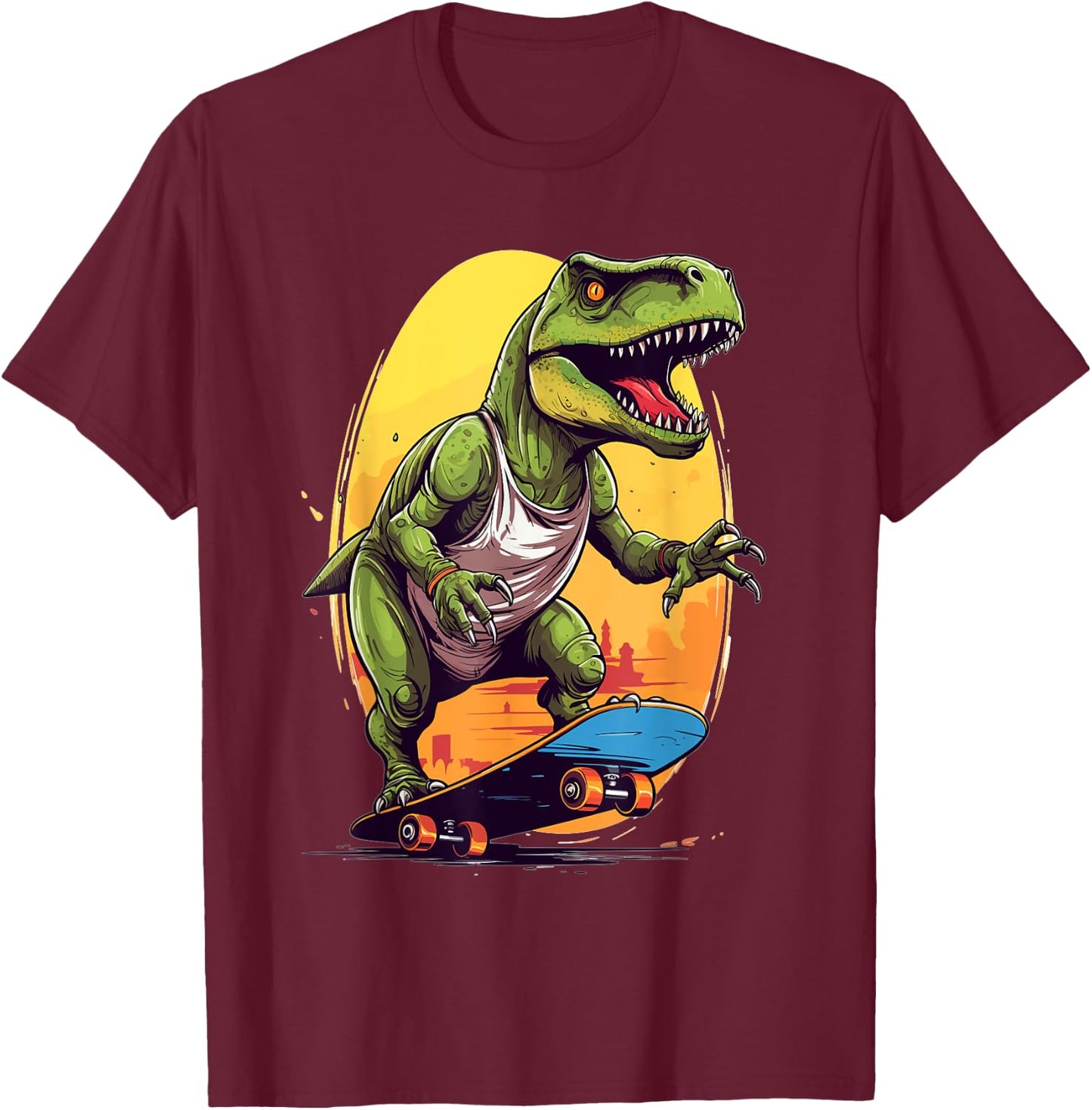 T-Rex Skater - Skateboard Skateboarder Skateboarding T-Shirt - T-Shirt | Maroon