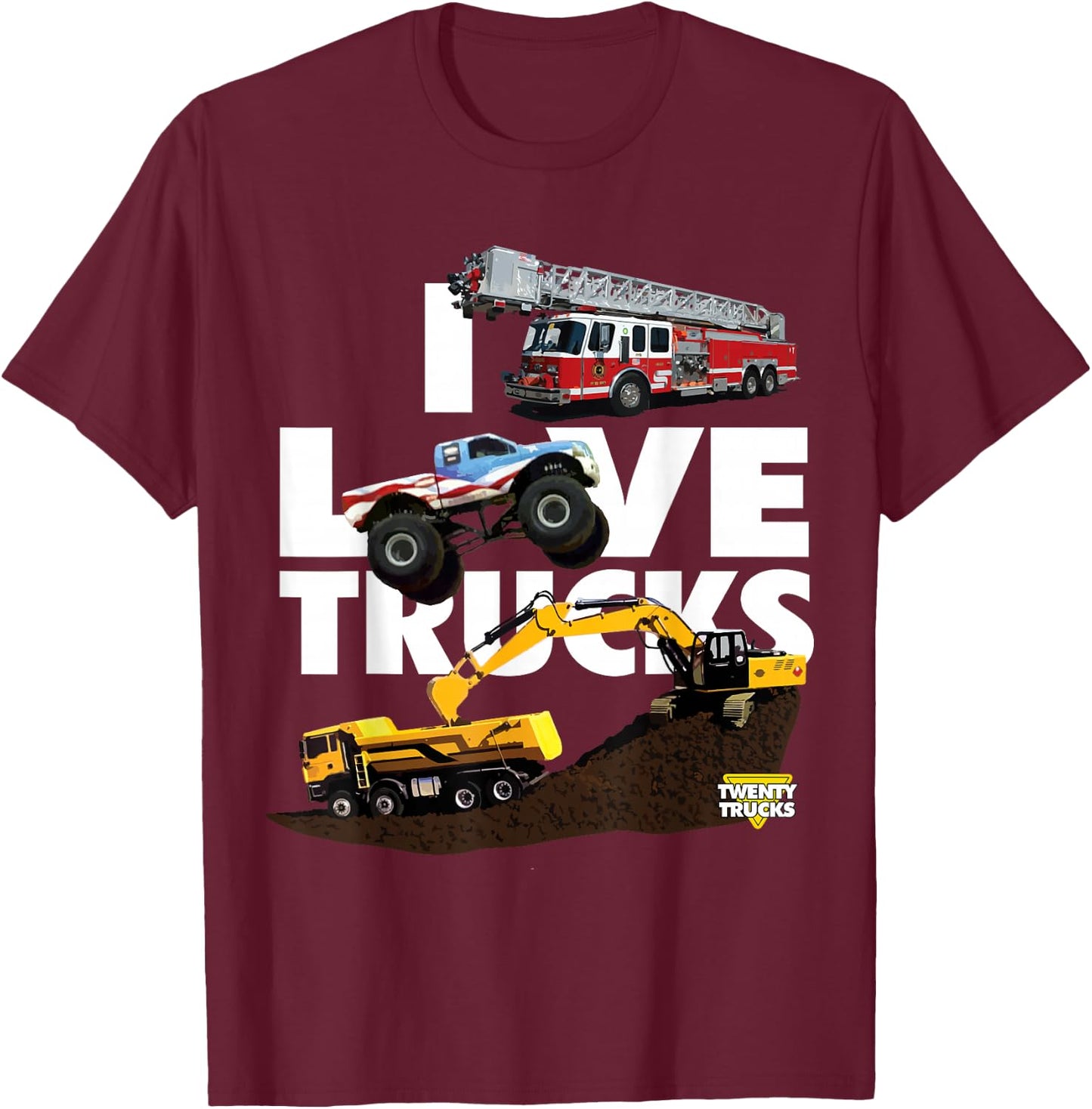 I Love Trucks T-Shirt - T-Shirt | Maroon